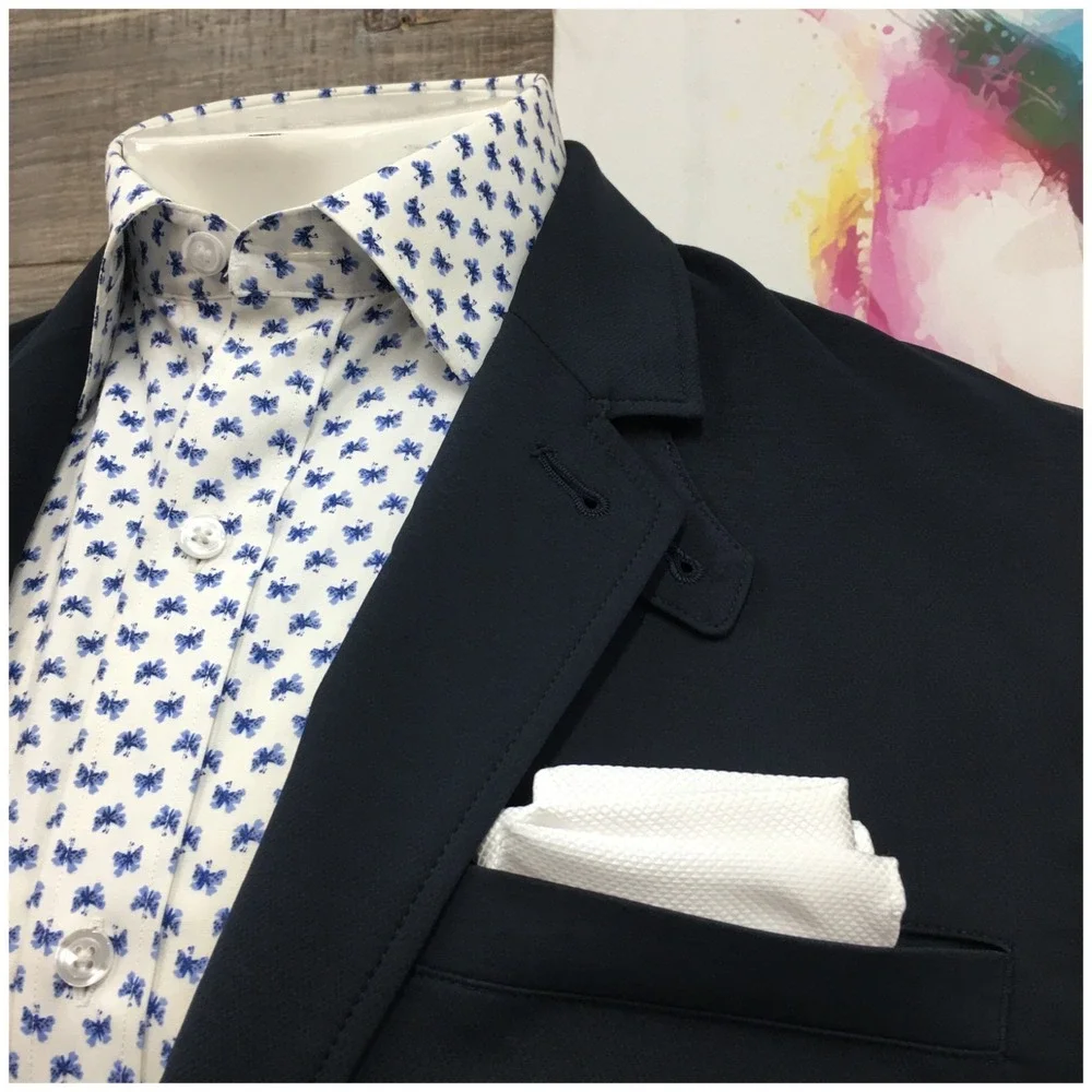 EDDIE BAUER Mens Performance Blazer Sport Coat Casual Jacket Size 42L Blue Suit
